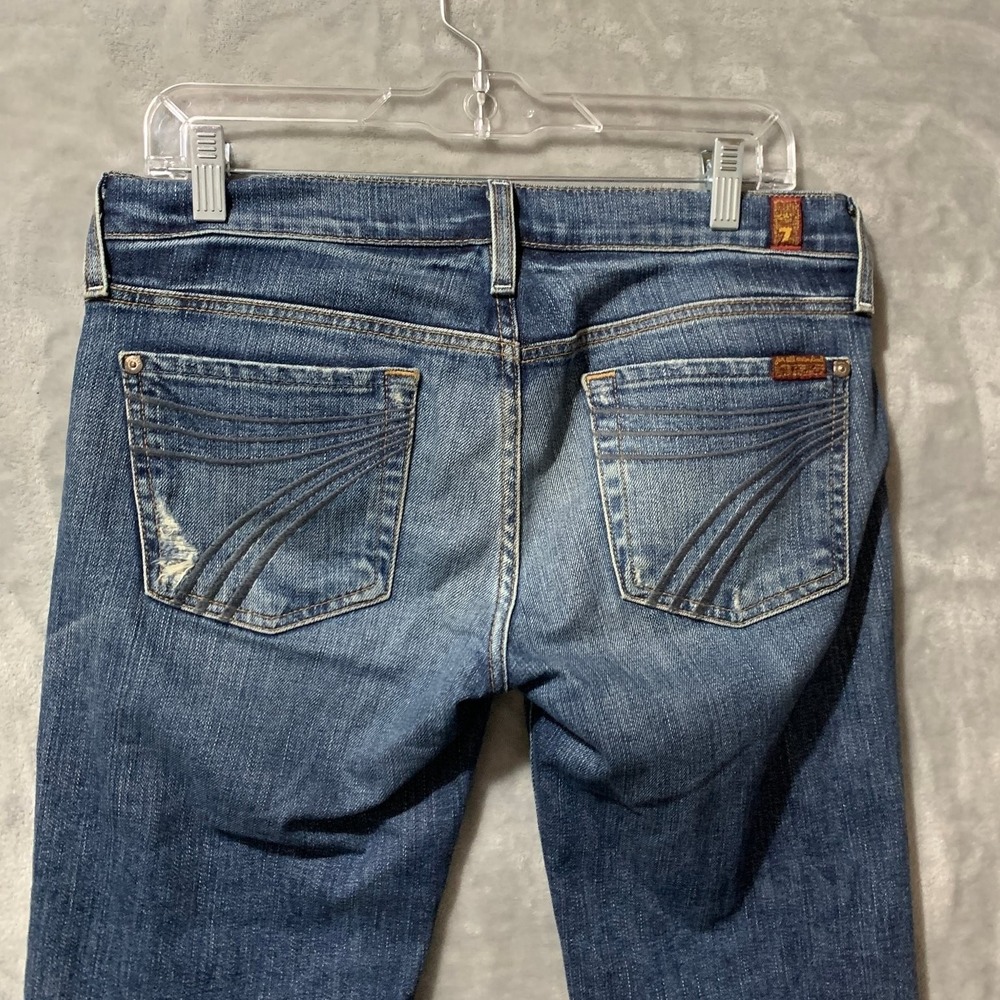 7 For All Mankind Dojo Women's Cropped Capri Jeans Size 27 Distressed Stretch - Picture 6 of 15